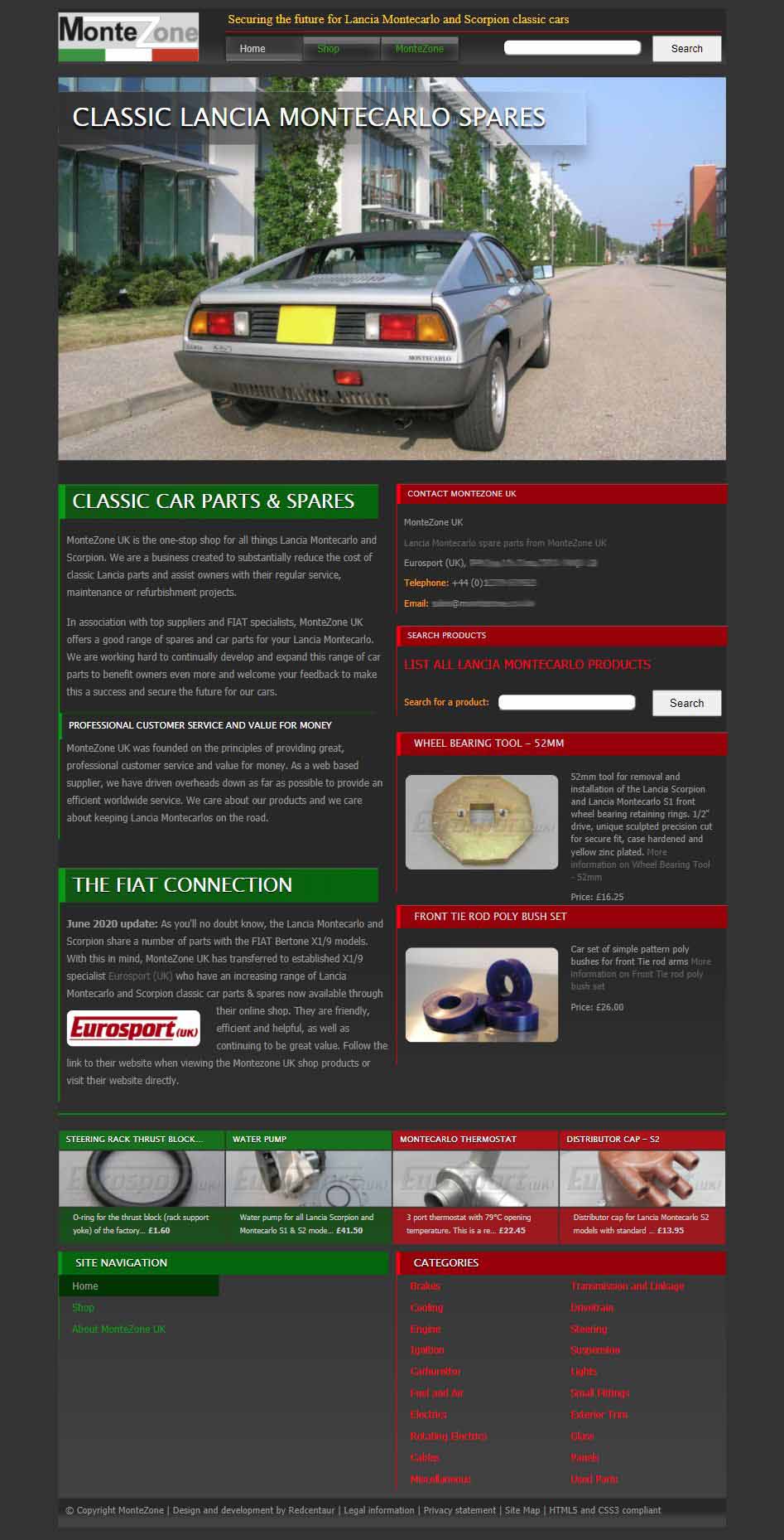 Montezone UK web site (tablet)