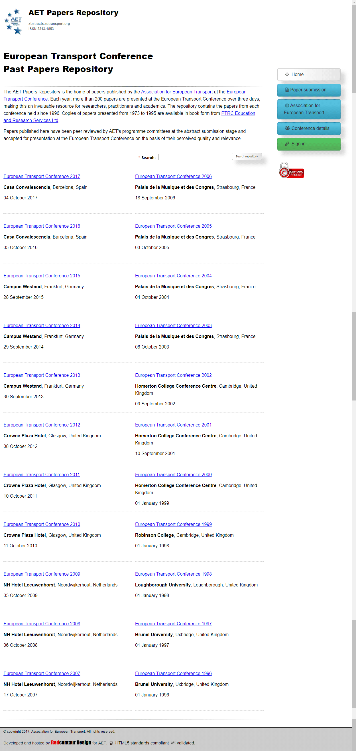 AET conference papers web site development